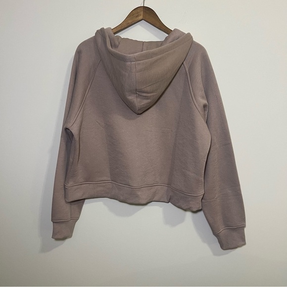 NWT Women's Cropped Half Zip Taupe Hoodie, XL - Picture 3 of 7